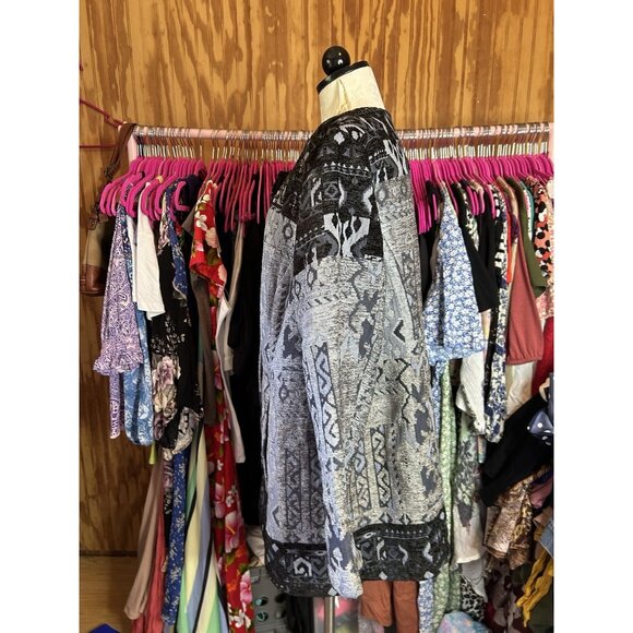 Susan Graver Artisan Jacket 26W Black Velvet Geometric Snap Button Art NWOT - Picture 7 of 12